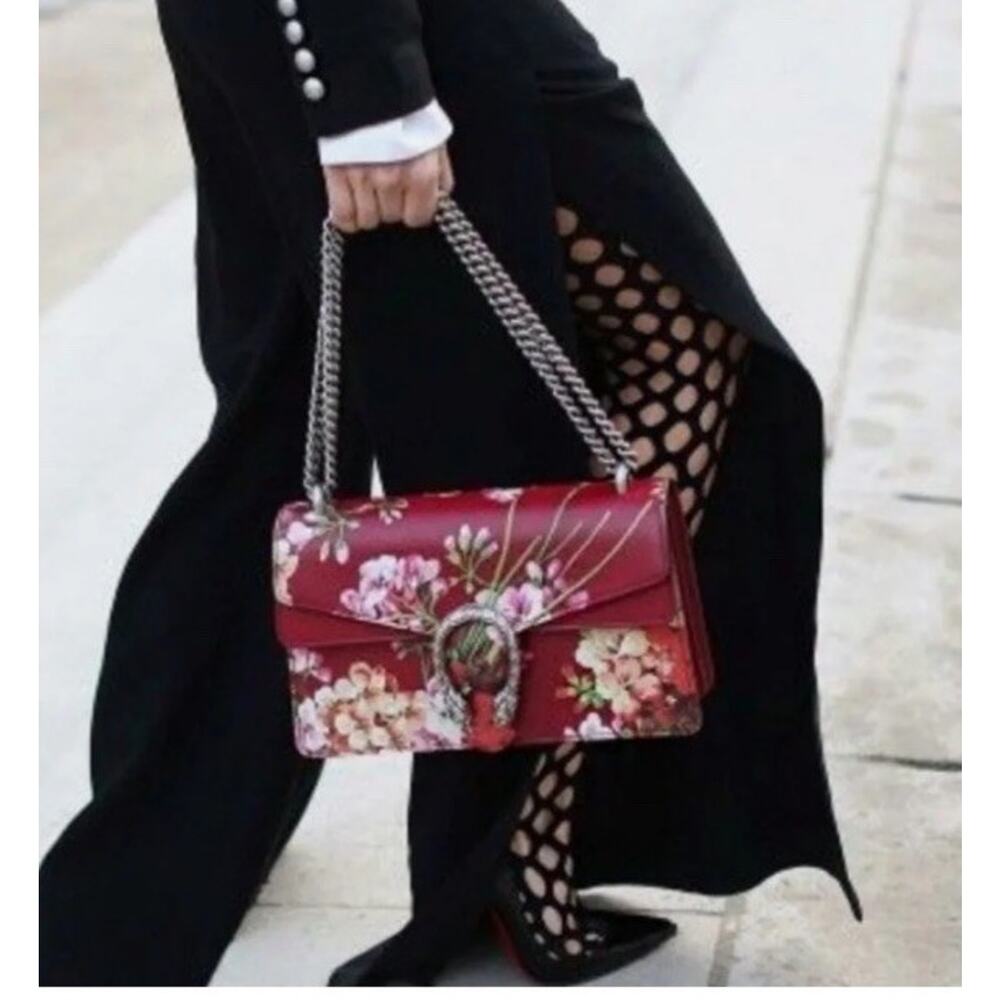 Gucci Dionysus #400235 GG Blooms Print Leather & Antique Silver Tone Chain Strap - Picture 3 of 14